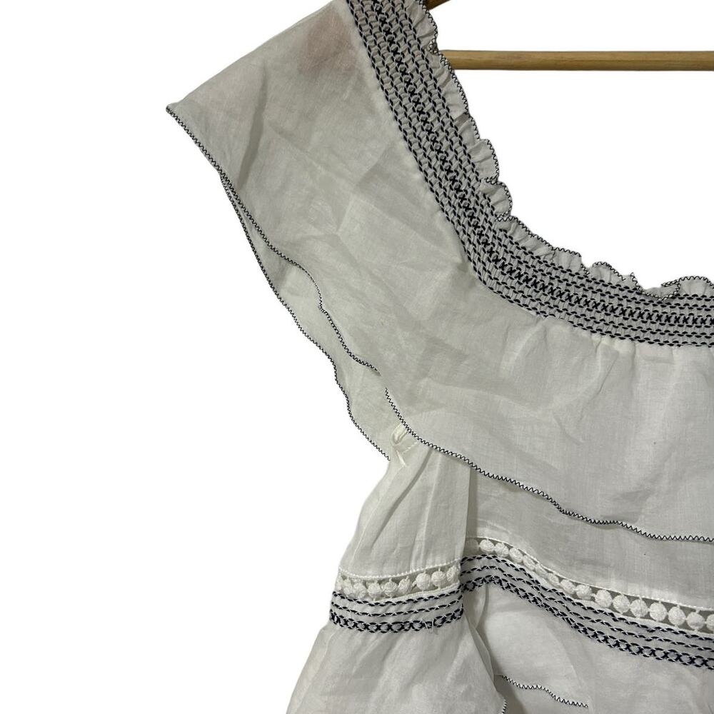 Kisuii Bohemian Tiered Off Shoulder Cotton Mini Dress cottagecore beachwear - Picture 8 of 10
